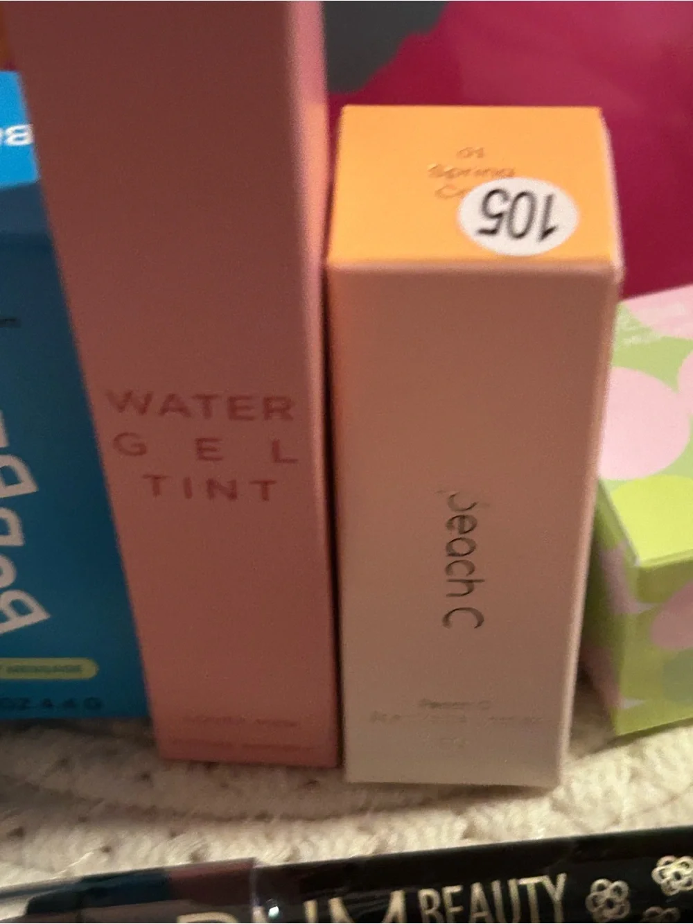 Estee Lauder Pink Floral Cosmetic Bag with Assorted Lipsticks & Tints
